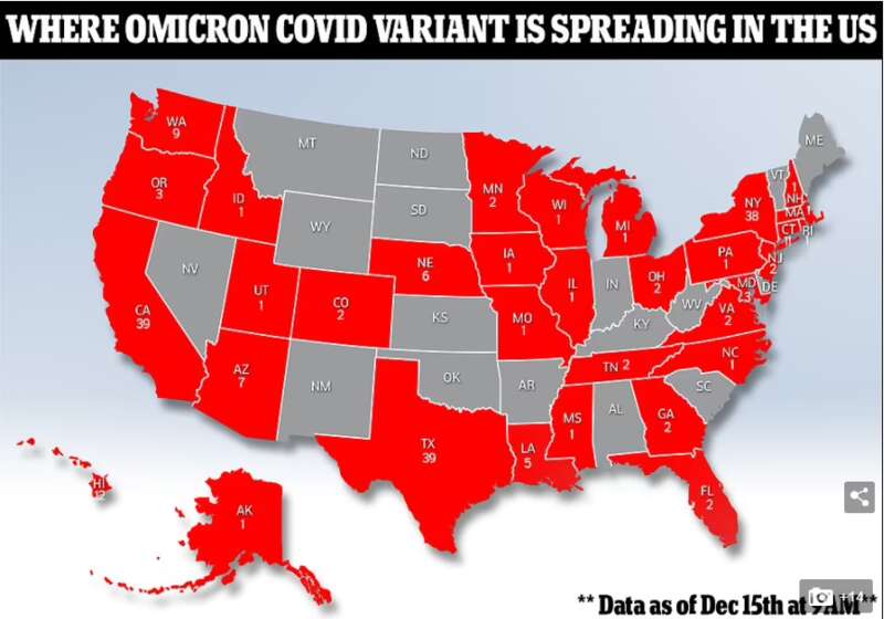 美国Omicron病例一夜之间猛增27%至241例 美国Omicron病例一夜之间猛增27%至241例